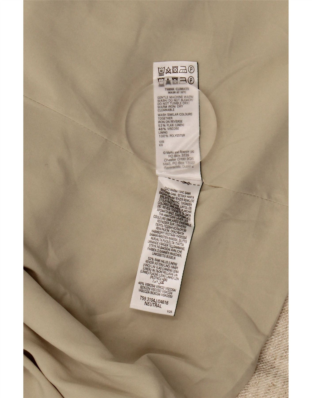 Jaqueta blazer aberta feminina MARKS & SPENCER Reino Unido 20 2XL linho bege