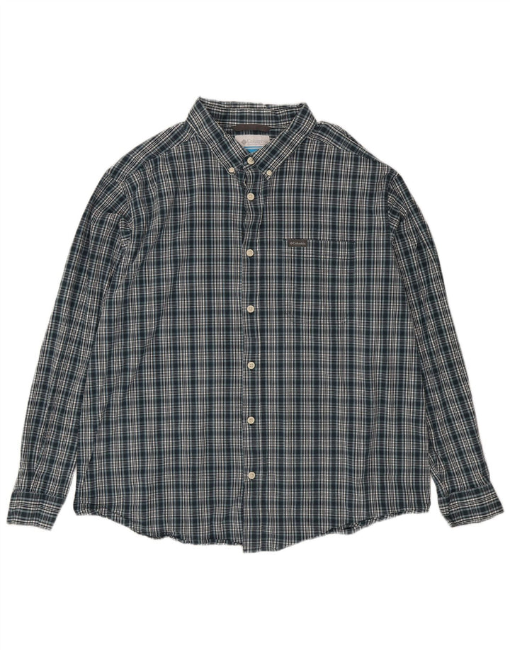 Camisa masculina Columbia 2XL algodão xadrez verde