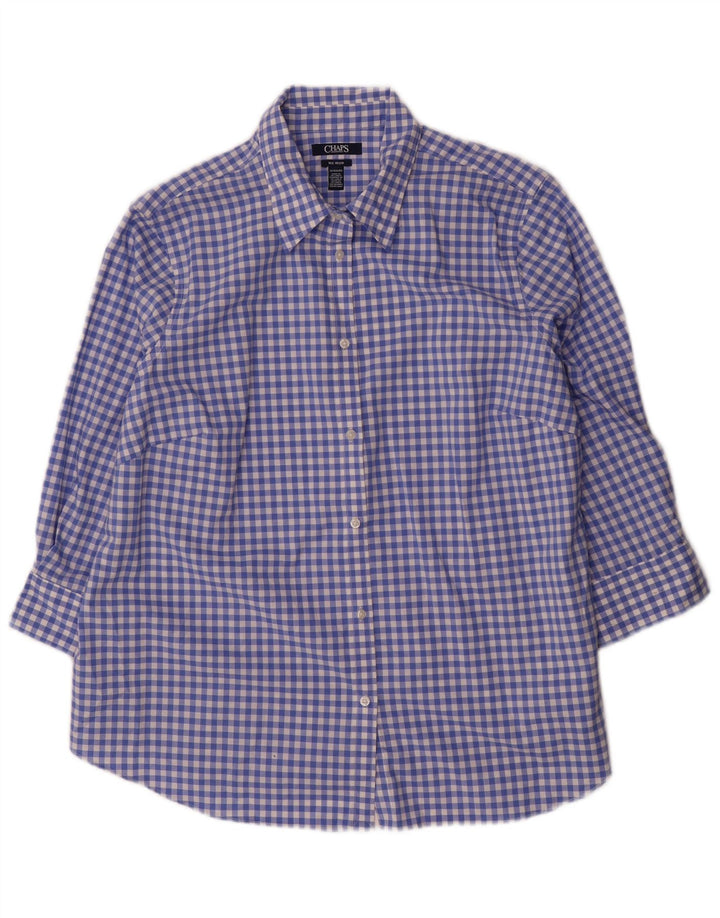 Camisa feminina Chaps UK 18 XL azul algodão guingão