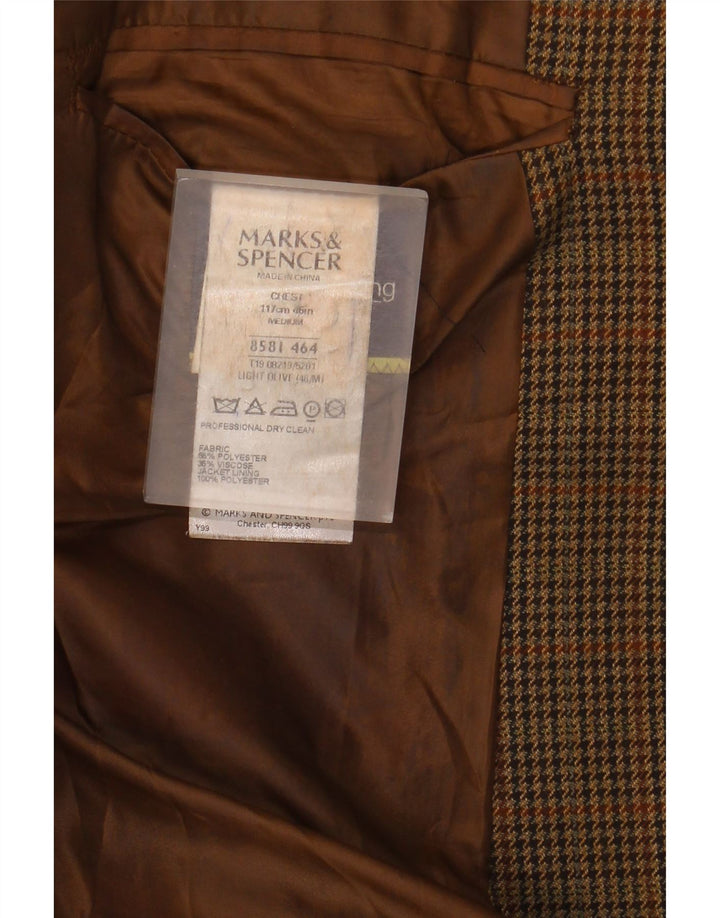 Jaqueta blazer masculina MARKS & SPENCER com 2 botões Reino Unido 46 XL marrom Houndstooth