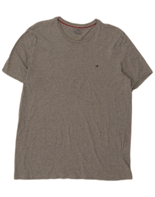 Camiseta masculina Tommy Hilfiger Top XL algodão manchado cinza