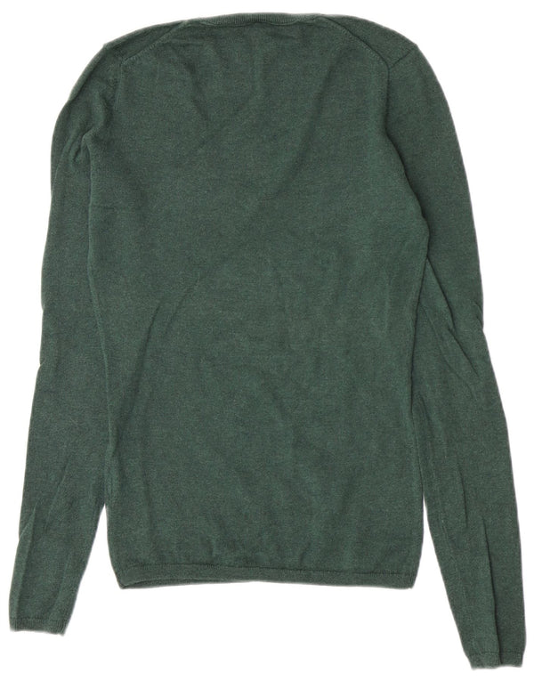 Suéter feminino Tommy Hilfiger Regular Fit com decote em V Reino Unido 6 XS Verde