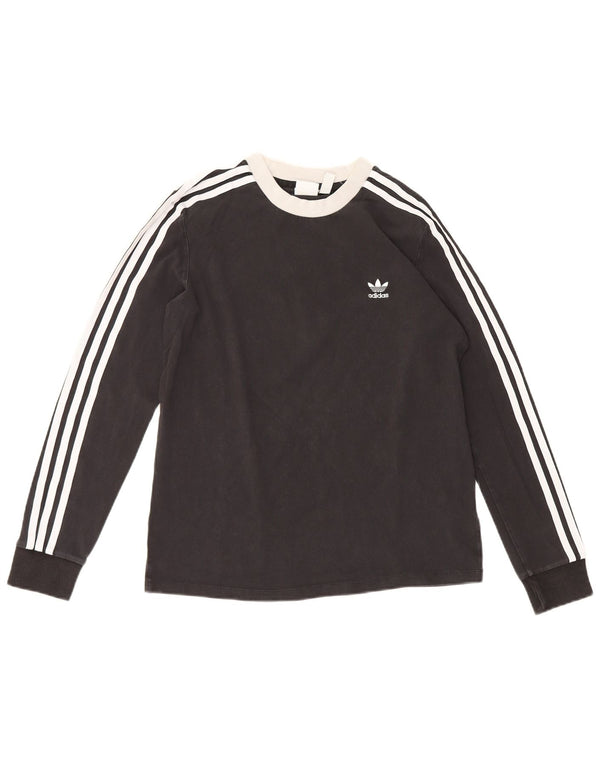 Adidas Mulher Top Manga Longa UK 14 Médio Algodão Preto Esportes