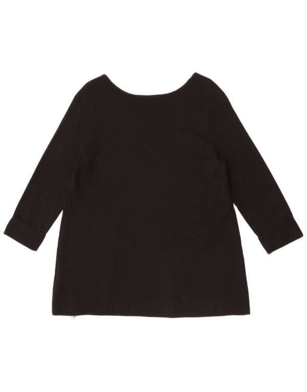 Top feminino Marks & Spencer manga 3/4 Reino Unido 16 grande viscose preta