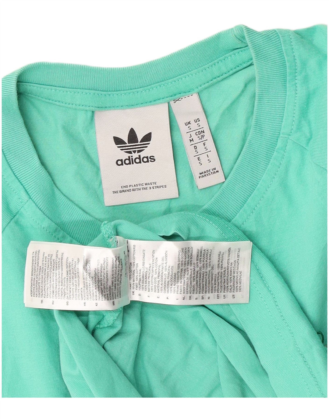 Adidas Mens Graphic T-Shirt Top Pequeno Algodão Turquesa
