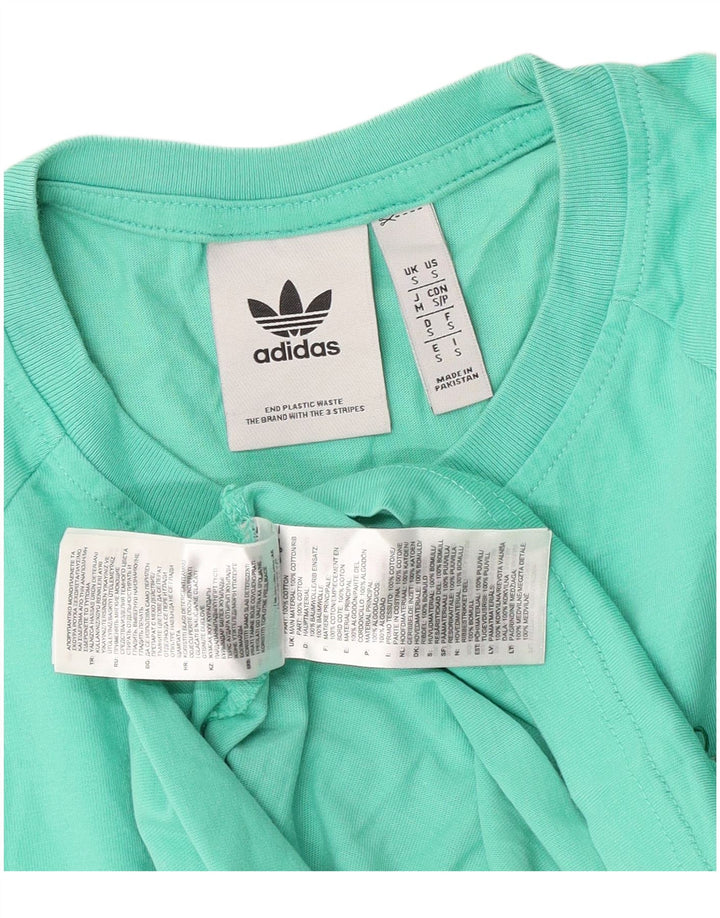 Adidas Mens Graphic T-Shirt Top Pequeno Algodão Turquesa