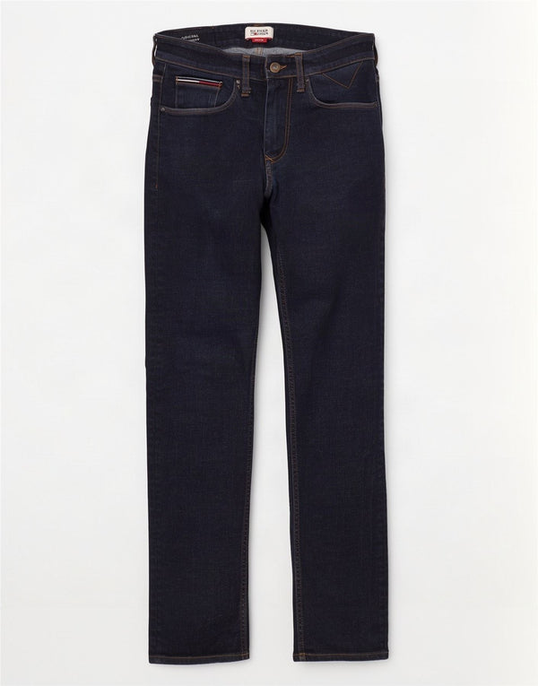 Jeans retos masculinos Tommy Hilfiger W29 L34 algodão azul marinho
