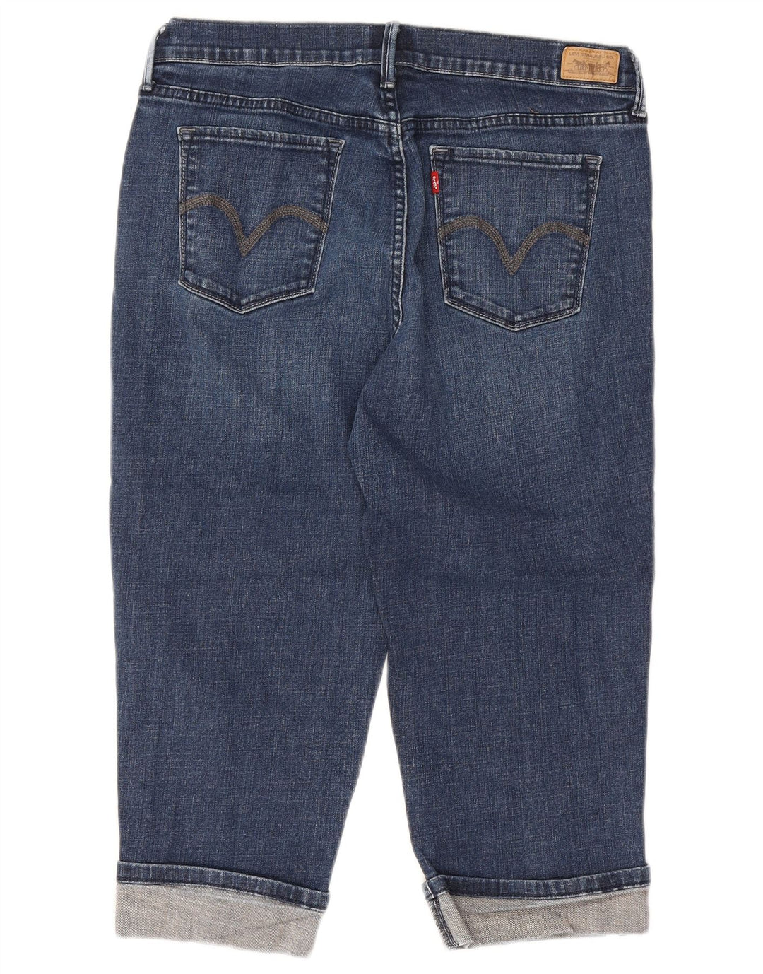 LEVI'S Capri Jeans Feminino EUA 12 Grande W32 L19 Azul Marinho Algodão