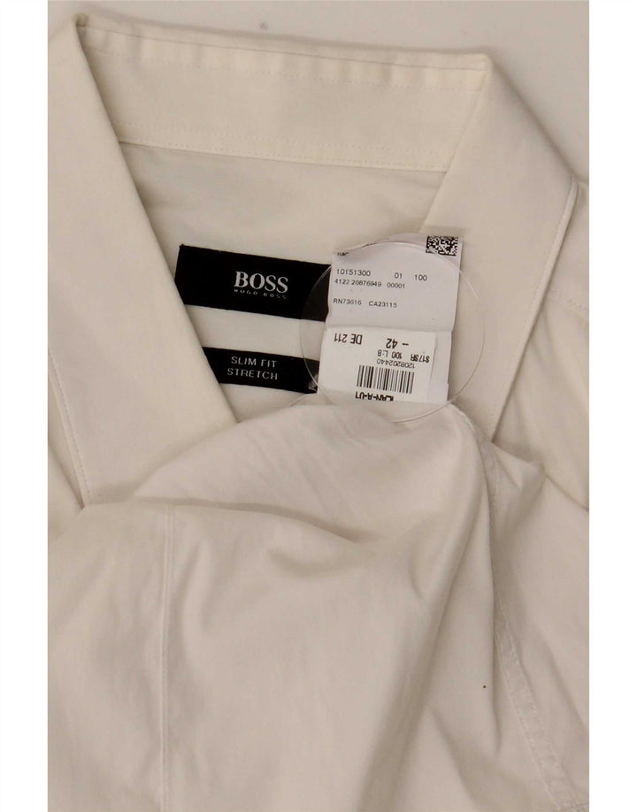 Camisa masculina Hugo Boss Slim Fit tamanho 42 grande algodão branco