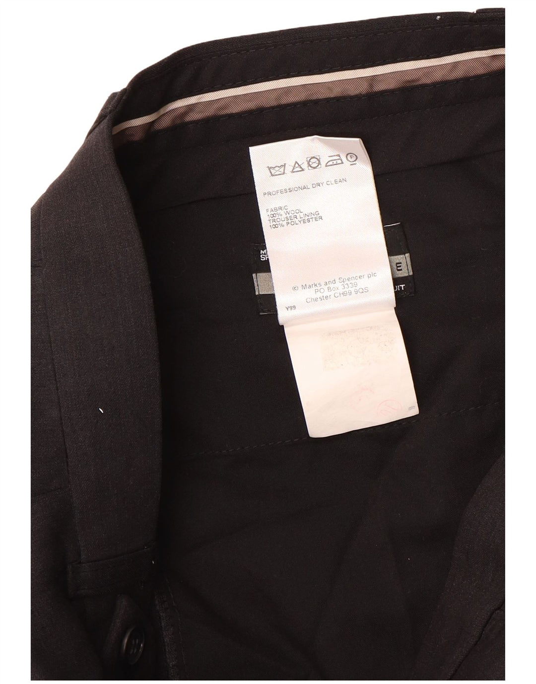 Calça masculina Marks & Spencer com pegged terno W32 L29 lã marrom
