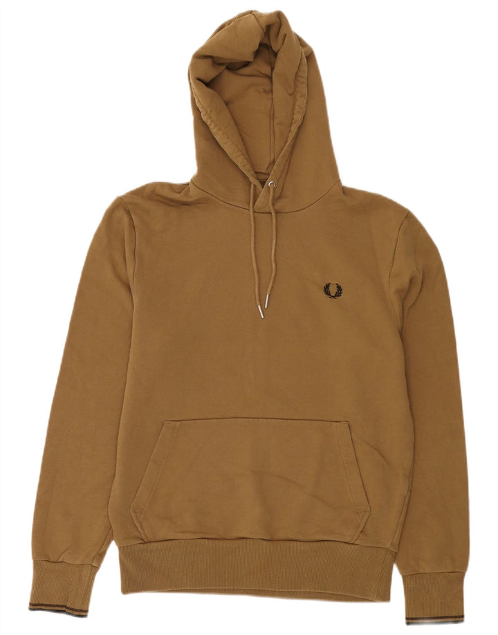 Fred Perry moletom feminino com capuz pequeno algodão bege