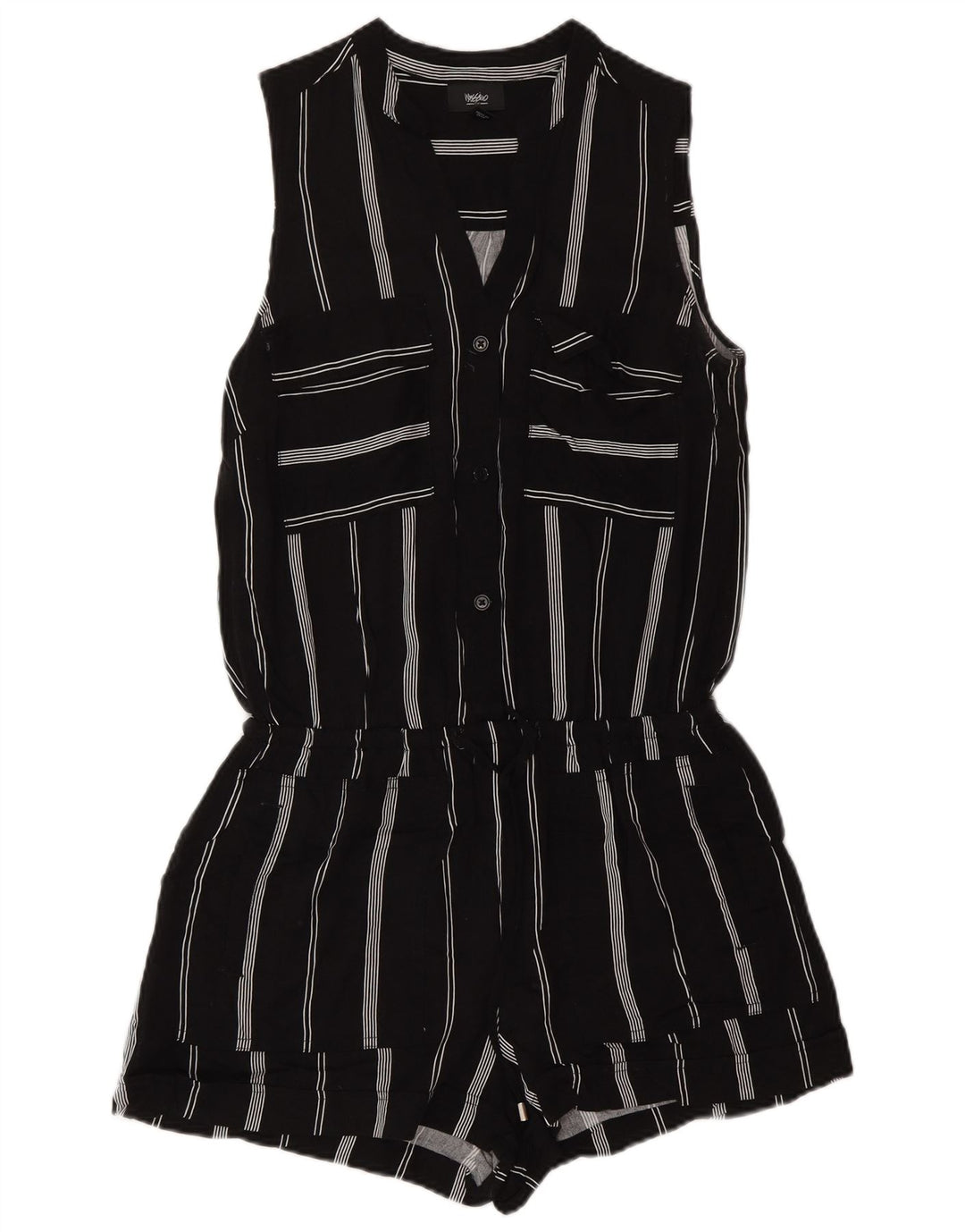 Macacão feminino Mossimo sem mangas UK 6 XS preto listrado rayon