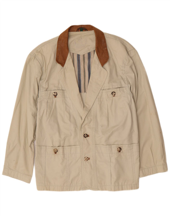 Jaqueta utilitária masculina vintage UK 40 algodão bege grande