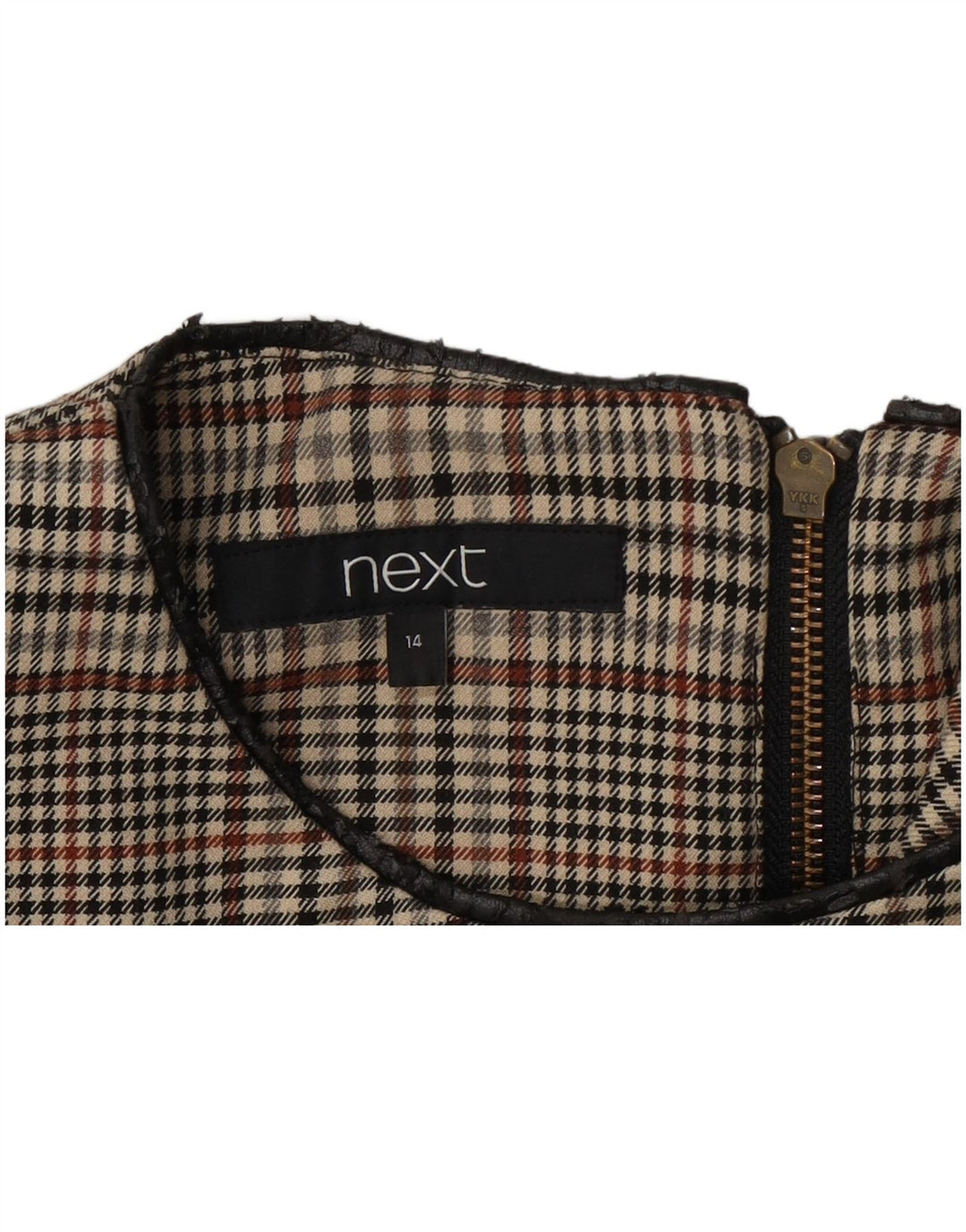 Próximo Vestido feminino sem mangas evasê UK 14 cinza médio Houndstooth