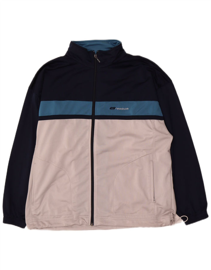 Reebok Mens Loose Fit Tracksuit Top Jacket pequeno branco colorblock