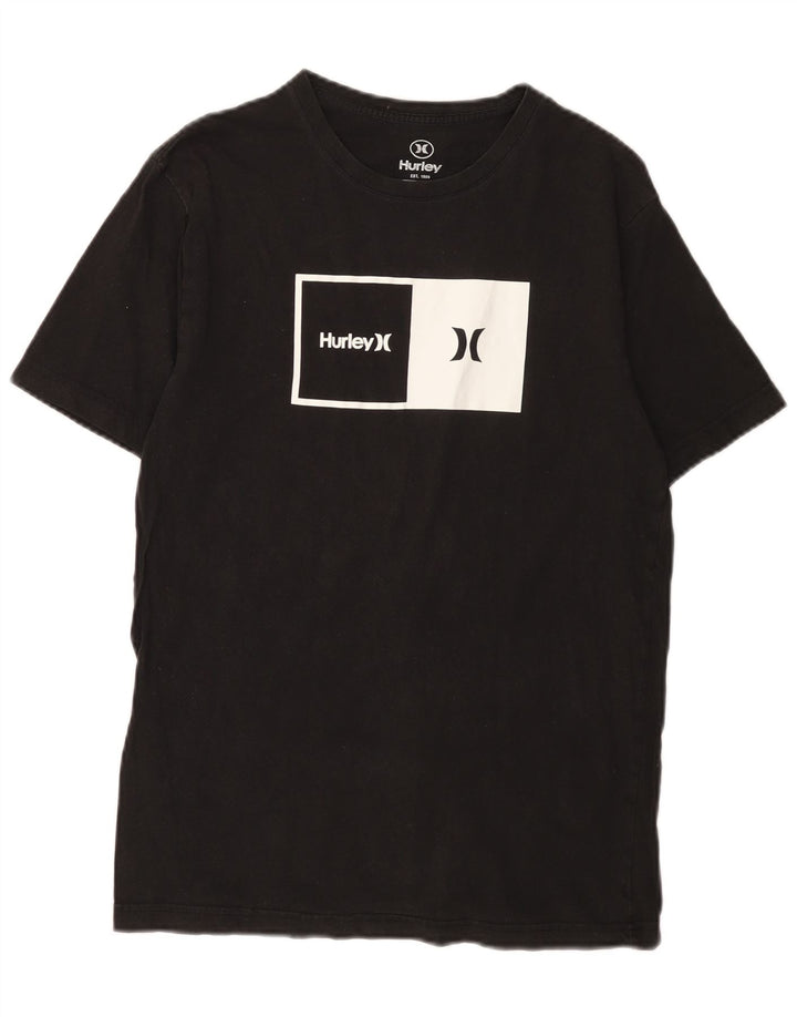 Hurley Camiseta masculina gráfica top pequeno algodão preto
