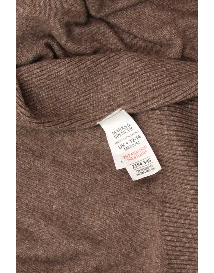 Suéter cardigã assimétrico feminino Marks & Spencer Reino Unido 12/14 marrom médio