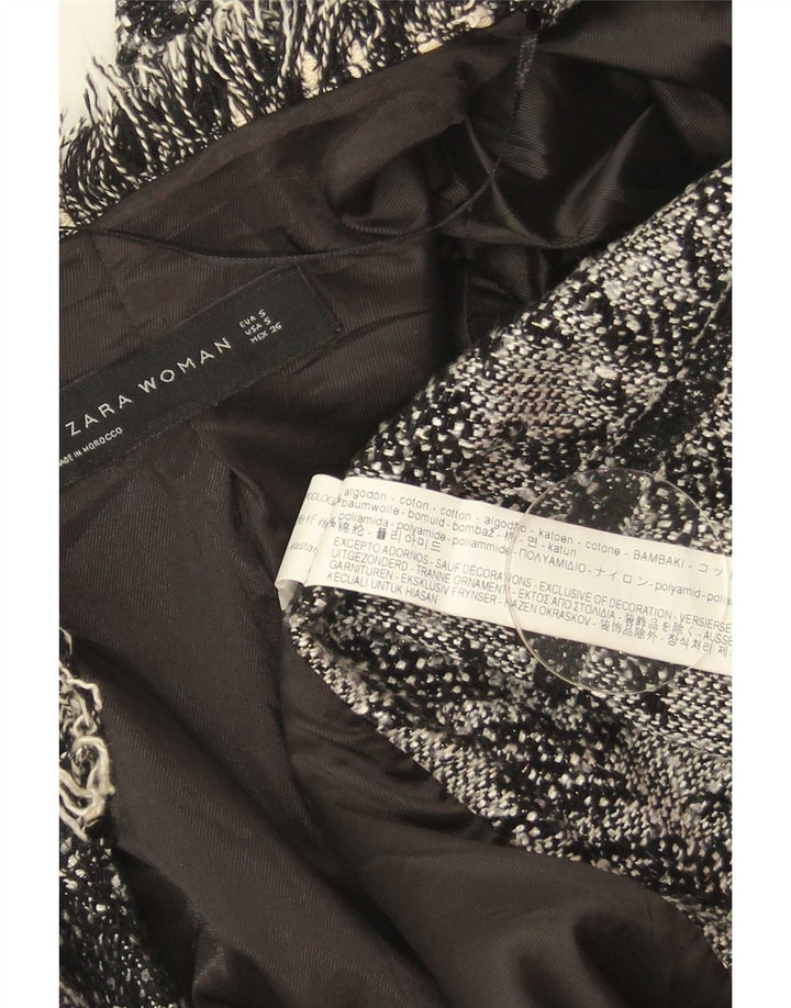 Sobretudo aberto feminino Zara Reino Unido 10 pequeno algodão houndstooth preto
