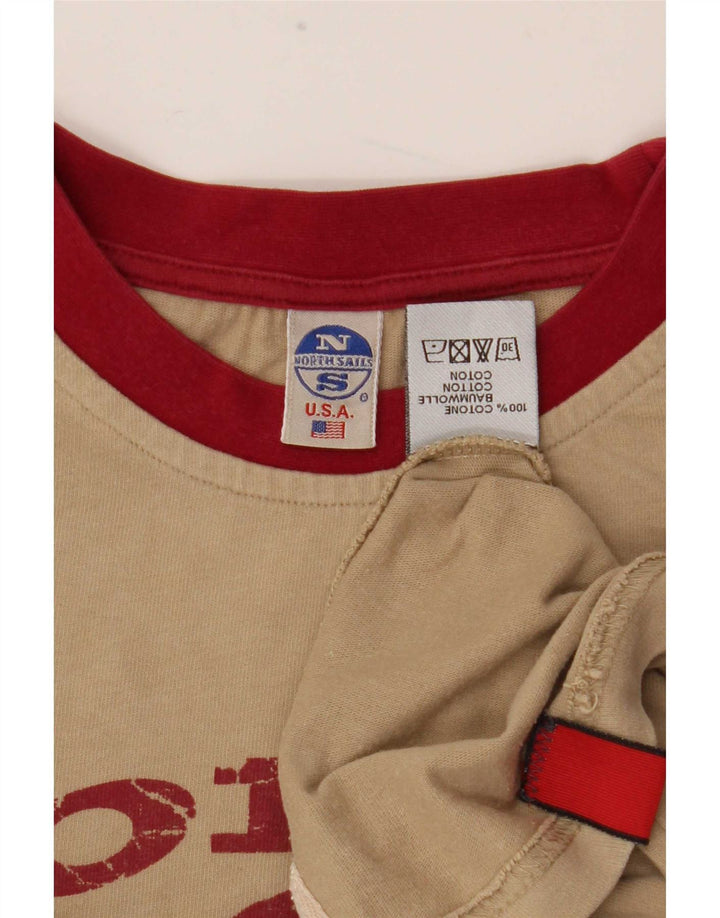 Top gráfico masculino North Sails manga comprida grande algodão colorblock bege