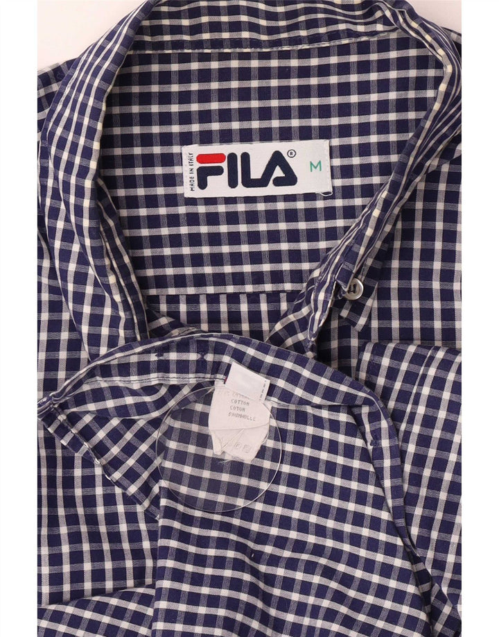 Camisa Fila Masculina Regular Fit Médio Algodão Gingham Azul Marinho