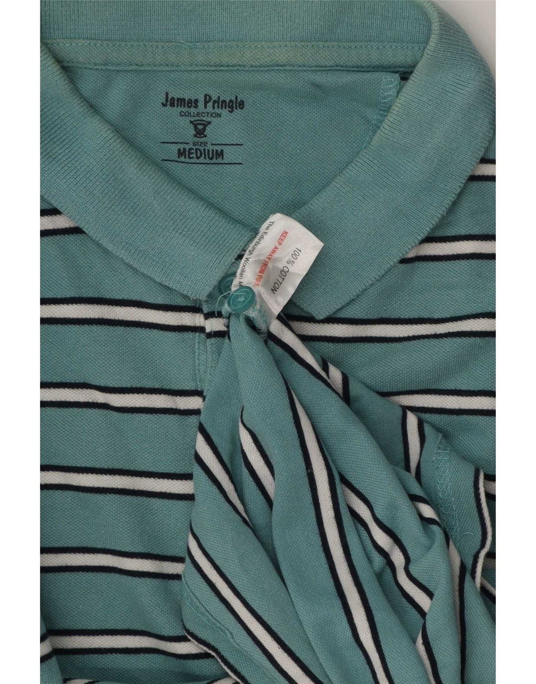 Camisa polo masculina James Pringle de algodão listrado azul médio