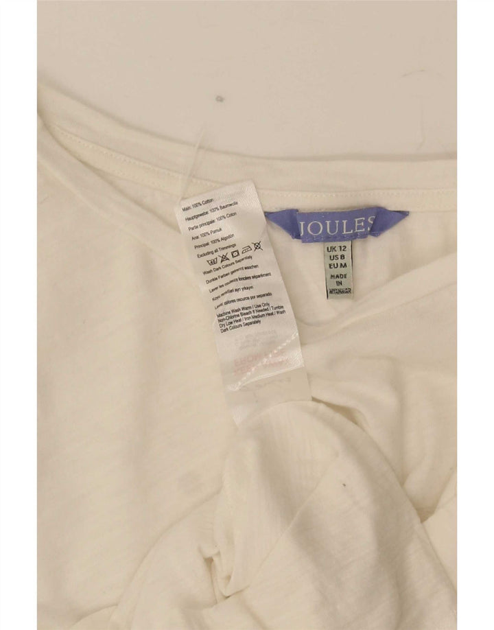Camiseta feminina Joules UK 12 algodão branco médio