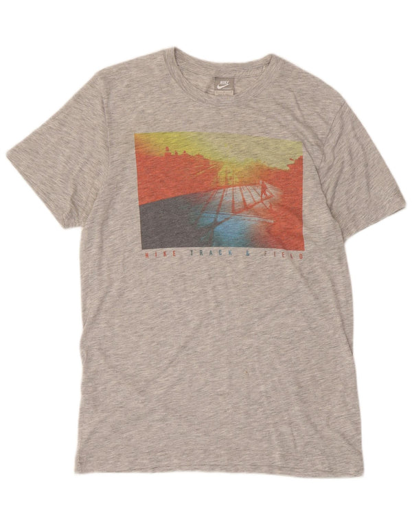 Camiseta Nike masculina gráfica Top poliéster manchado cinza médio