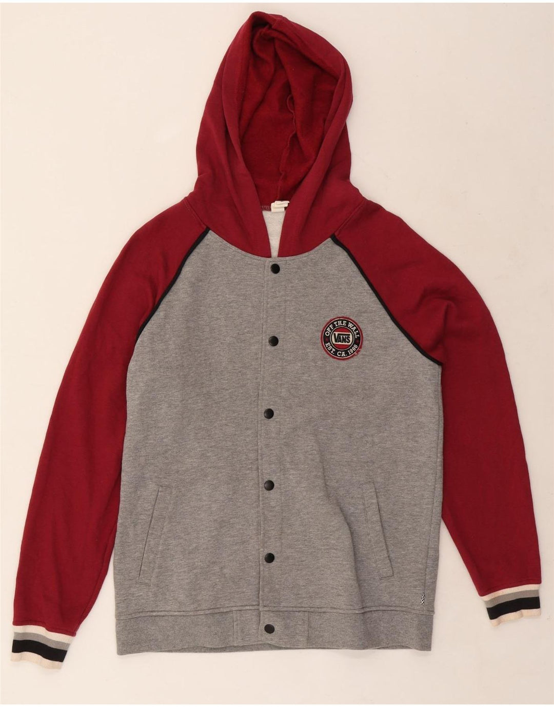 Jaqueta masculina Vans com capuz e jaqueta pequena de algodão colorblock vermelho