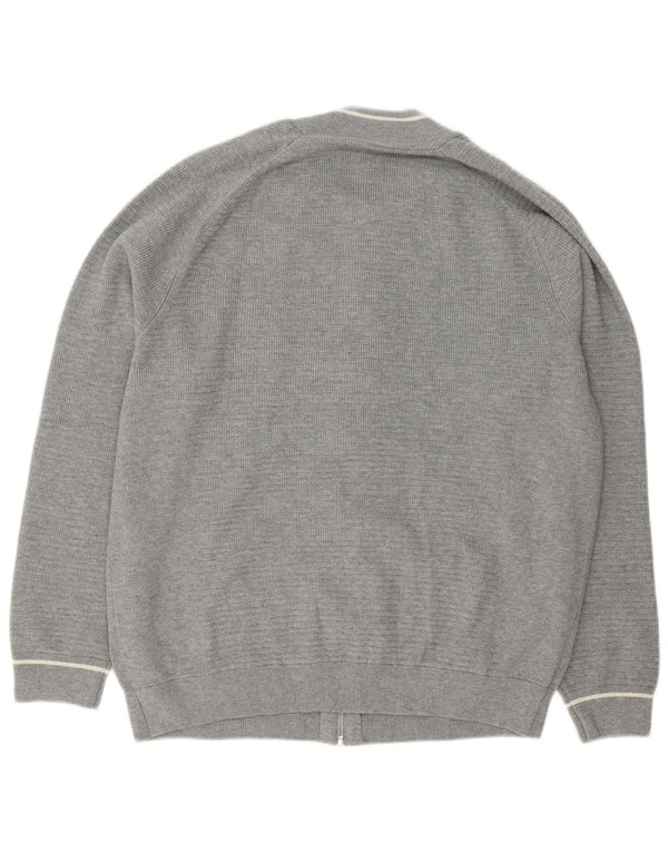 Suéter cardigã masculino com zíper completo Marks & Spencer 2XL algodão cinza