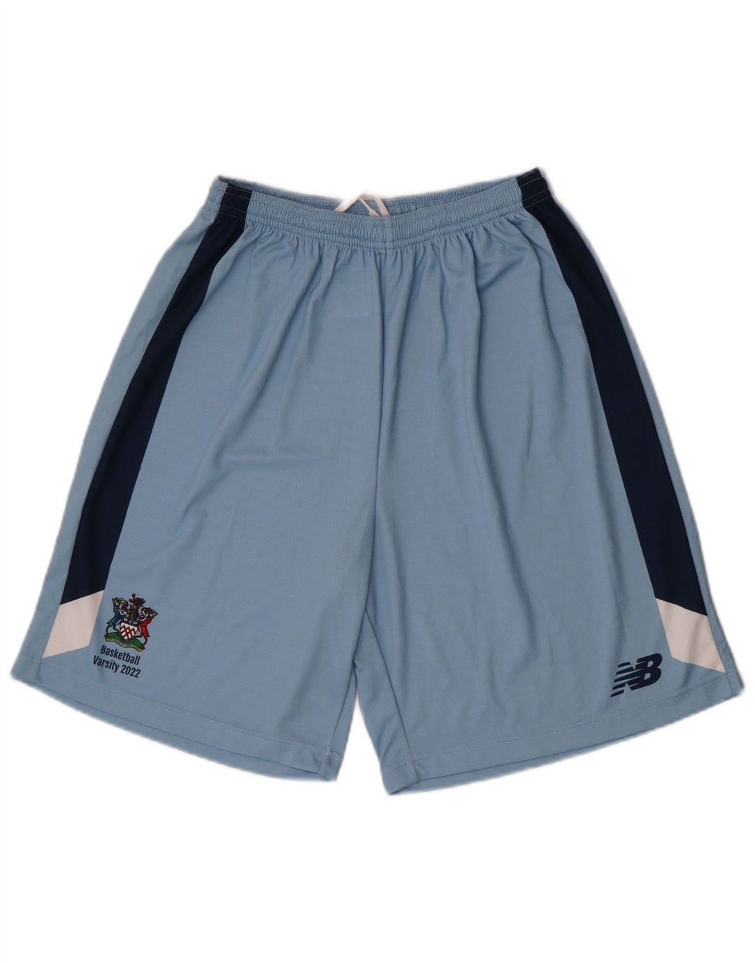 Shorts esportivos masculinos New Balance em poliéster azul pequeno Colourblock