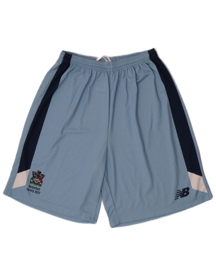 Shorts esportivos masculinos New Balance em poliéster azul pequeno Colourblock