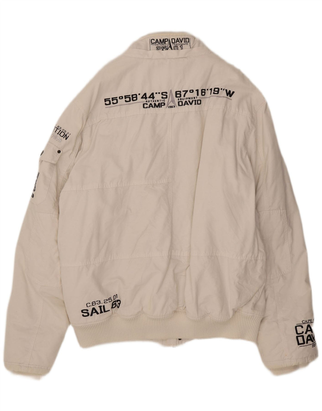 Jaqueta bomber masculina Camp David UK 46 3XL algodão branco