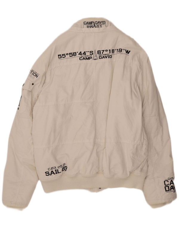 Jaqueta bomber masculina Camp David UK 46 3XL algodão branco