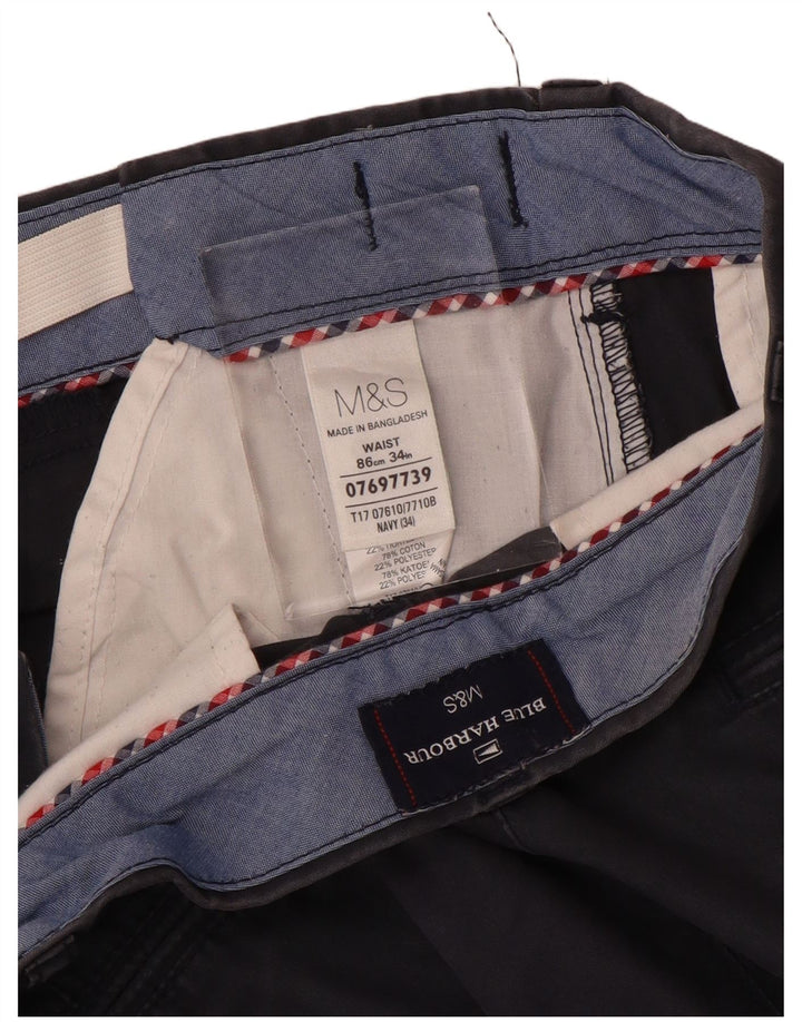 Shorts masculino Marks & Spencer Blue Harbor Chino W34 grande algodão azul marinho