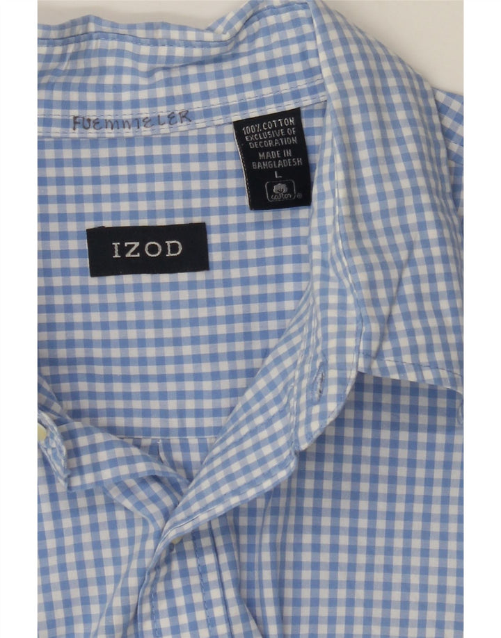 IZOD Mens Shirt Large Blue Gingham Cotton Vintage Izod and Second-Hand Izod from Messina Hembry 