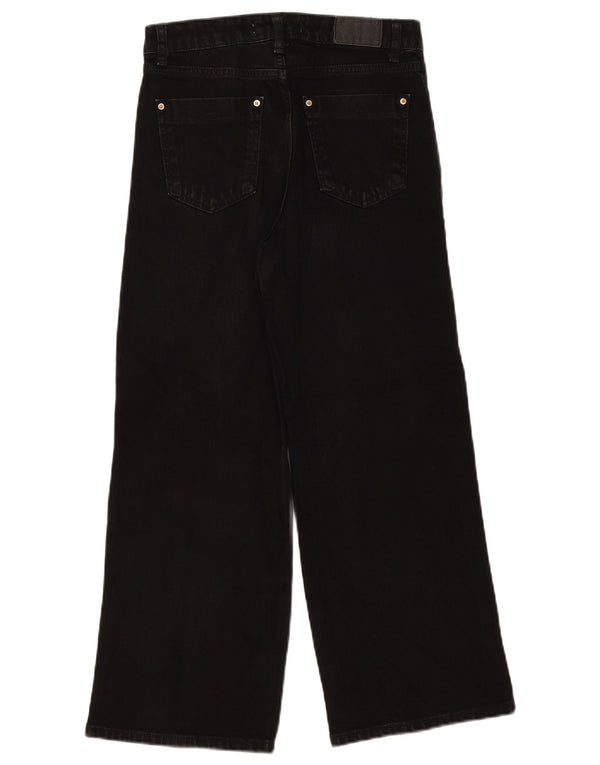 Calça jeans feminina Zara com perna larga EU 36 XS W26 L26 algodão preto
