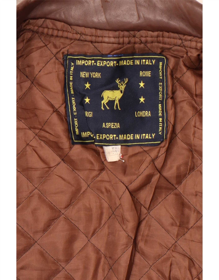Jaqueta de couro masculina vintage UK 44 2XL marrom