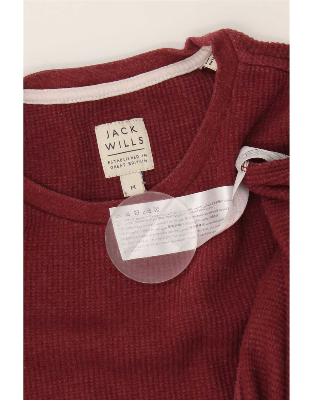 Jack Wills Top masculino de manga comprida médio algodão Borgonha
