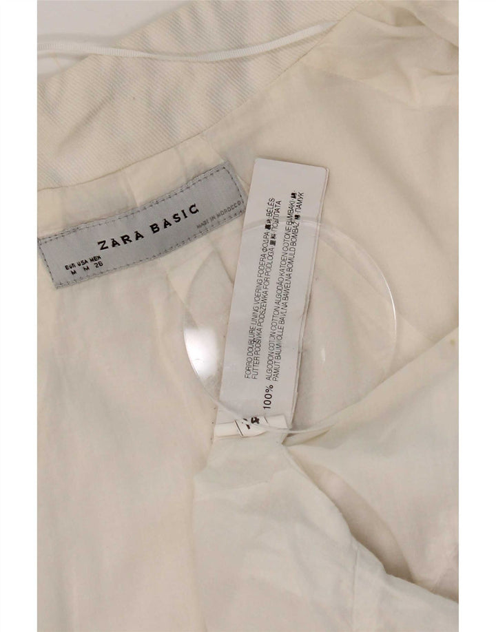 Zara Womens Open Bolero Jacket UK 12 Médio Algodão Branco