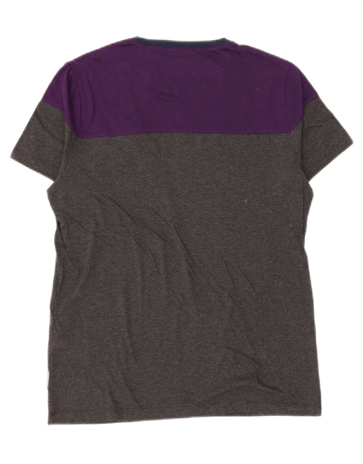 Camiseta masculina Ted Baker tamanho superior 3 algodão colorblock cinza médio