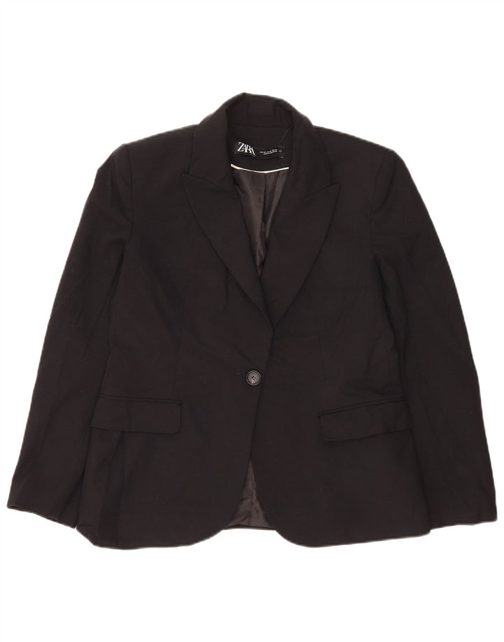 Jaqueta blazer feminina Zara com 1 botão EU 40 poliéster preto médio