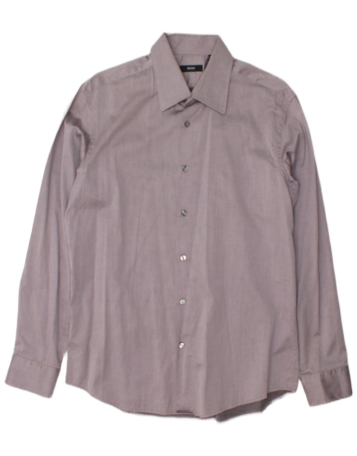 Camisa masculina Hugo Boss tamanho 16 1/2 42 listra cinza grande