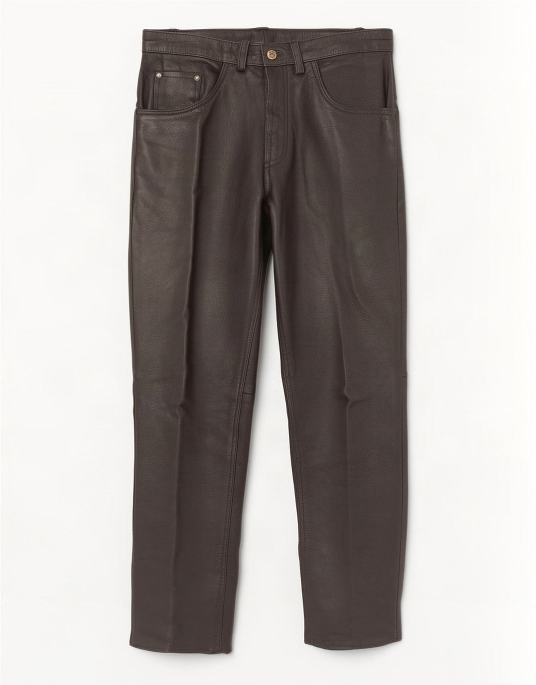 Calças de couro retas masculinas vintage W34 L31 pretas