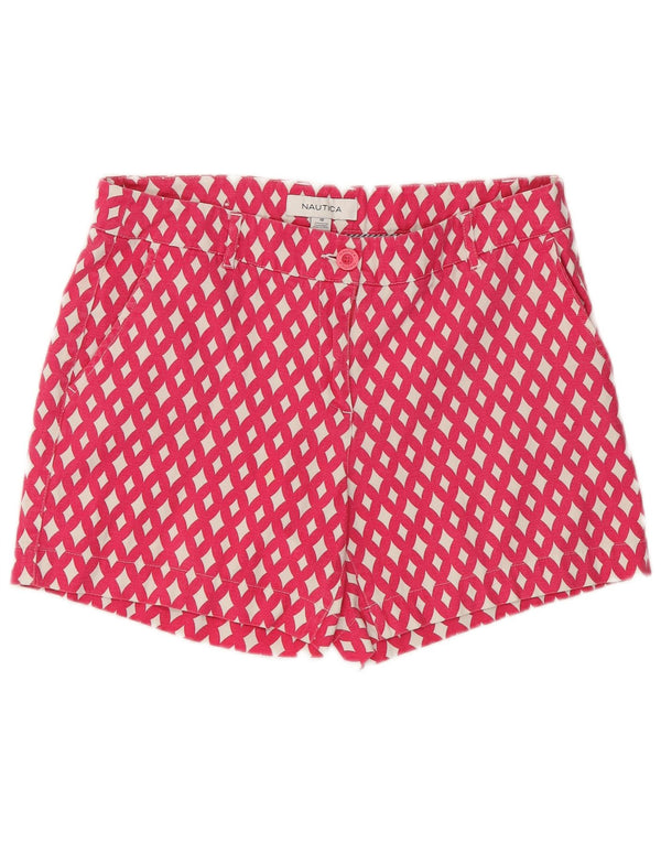 NAUTICA Shorts Chino Feminino US 10 Grande W32 Rosa Argyle/Algodão Diamante