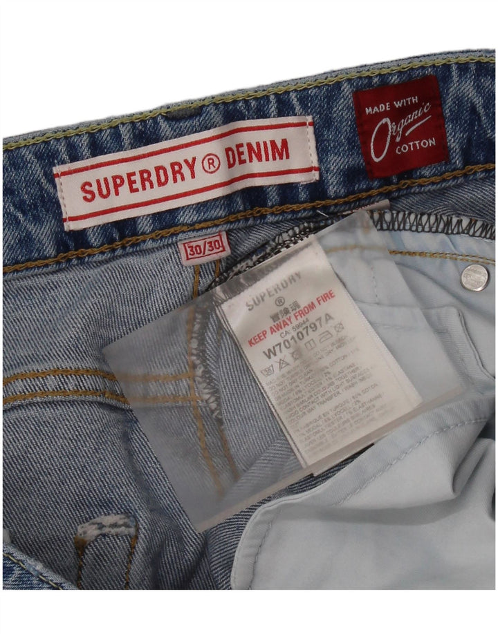 Calça jeans feminina SUPERDRY desgastada W30 L30 algodão azul