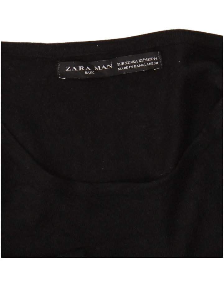 Zara Suéter masculino com gola redonda XL preto