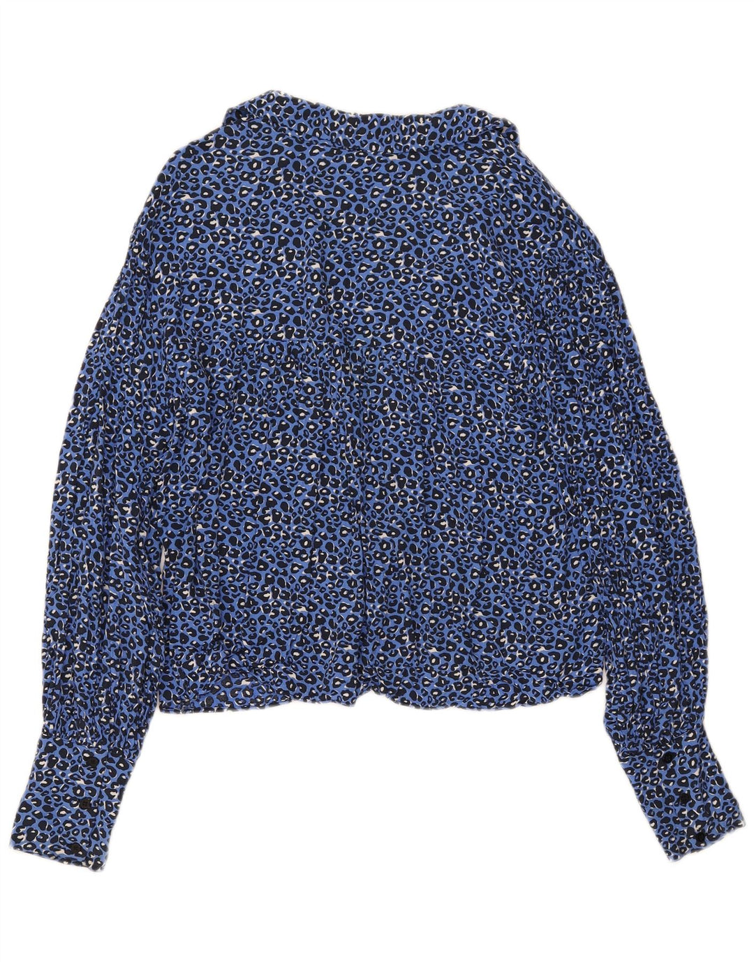 Camisa feminina Zara UK 14 azul médio estampa animal