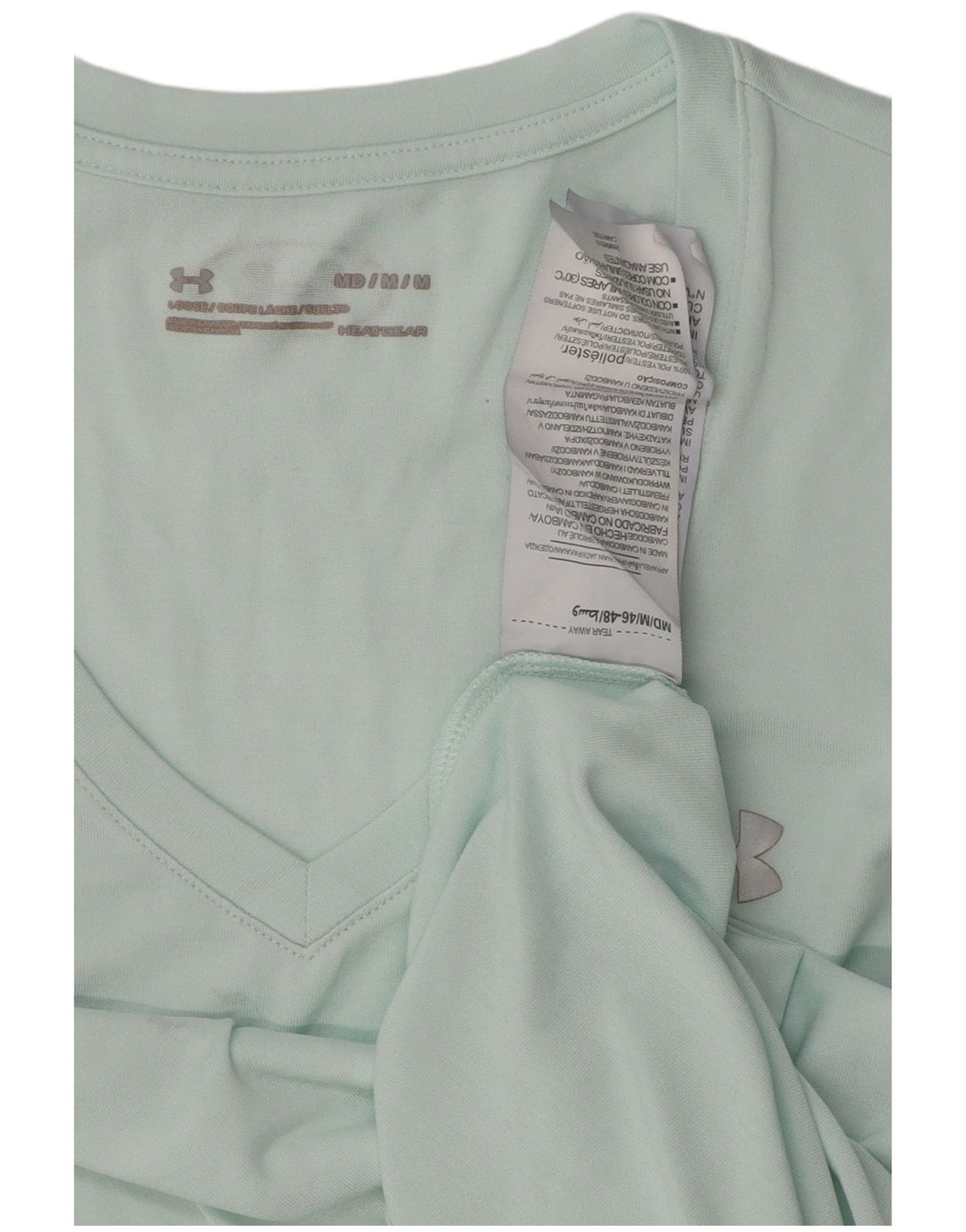 Camiseta feminina UNDER ARMOUR Heat Gear UK 14 poliéster turquesa médio