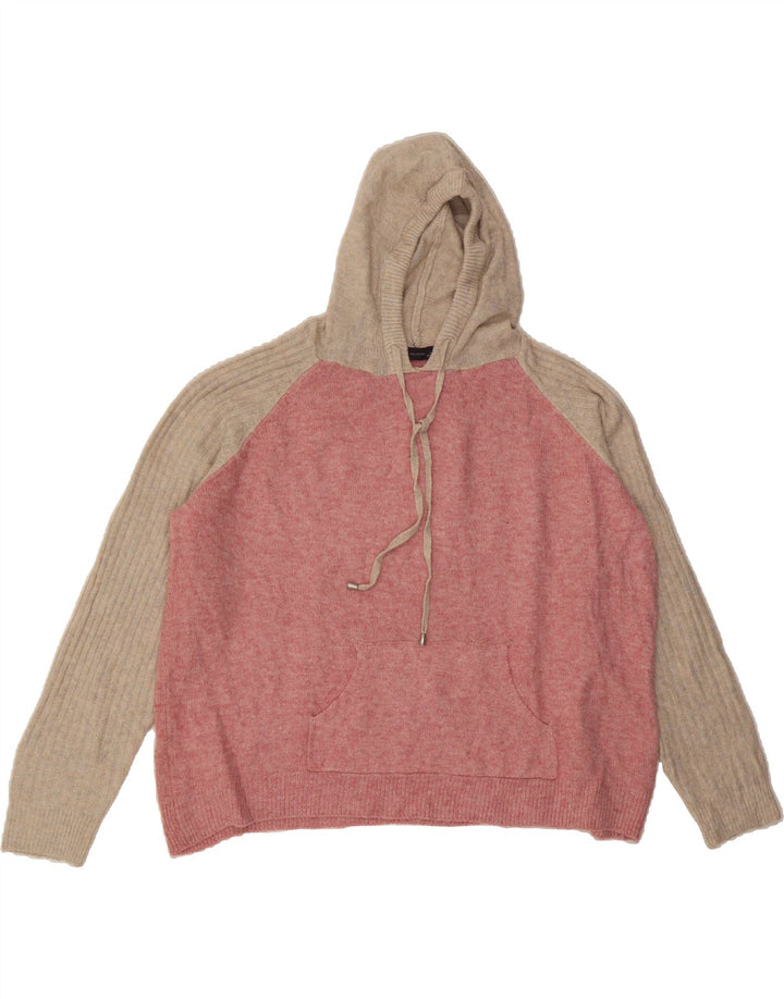 MARKS & SPENCER Womens Overshirt Jumper Sweater UK 18 XL Pink Colourblock Vintage Marks & Spencer and Second-Hand Marks & Spencer from Messina Hembry 