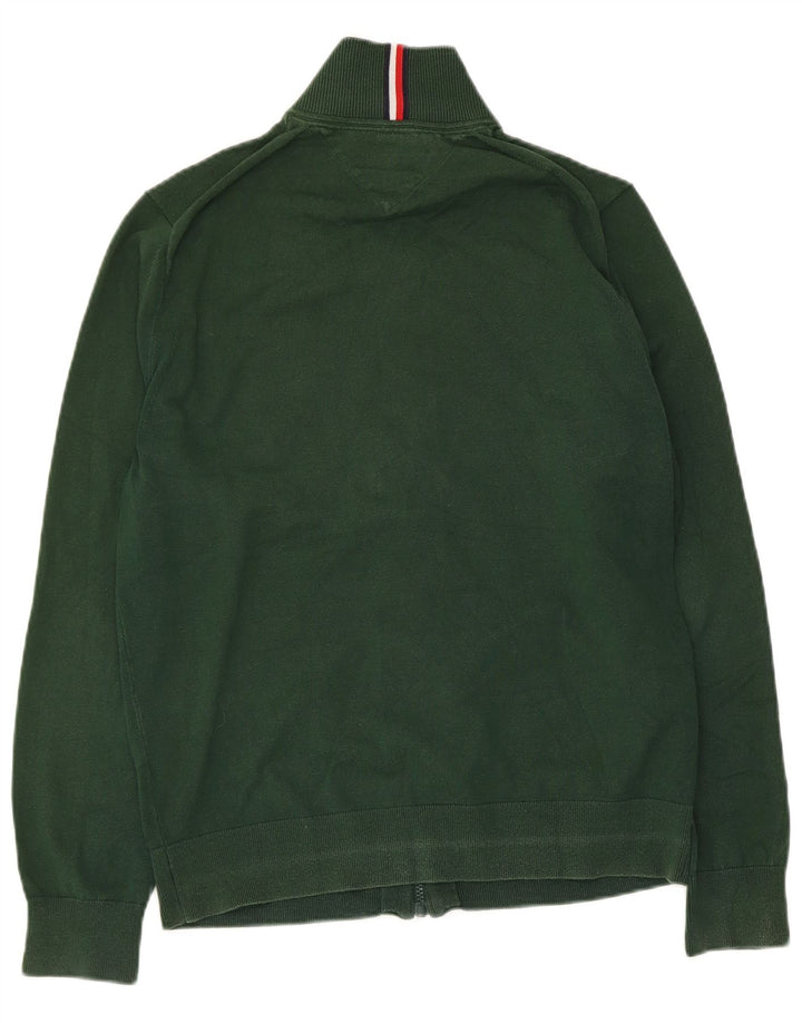 Tommy Hilfiger Suéter masculino com zíper completo e algodão verde médio